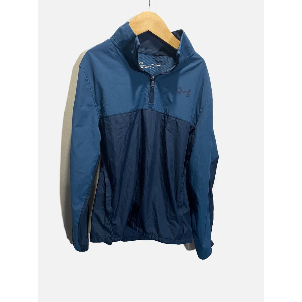 Under Armour Pullover Youth M Blue Colorblock 1/4 Zip Windbreaker Athletic Top